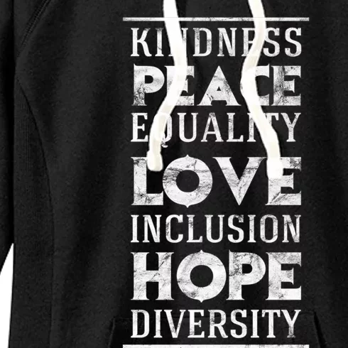 Hu Kindness Peace Equality Love Inclusion Diversity Gift Women's Fleece Hoodie