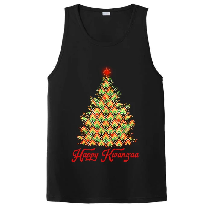 Happy Kwanzaa Pattern Christmas Tree Performance Tank