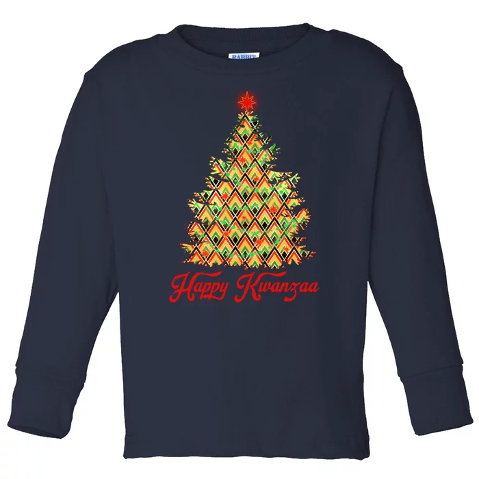 Happy Kwanzaa Pattern Christmas Tree Toddler Long Sleeve Shirt