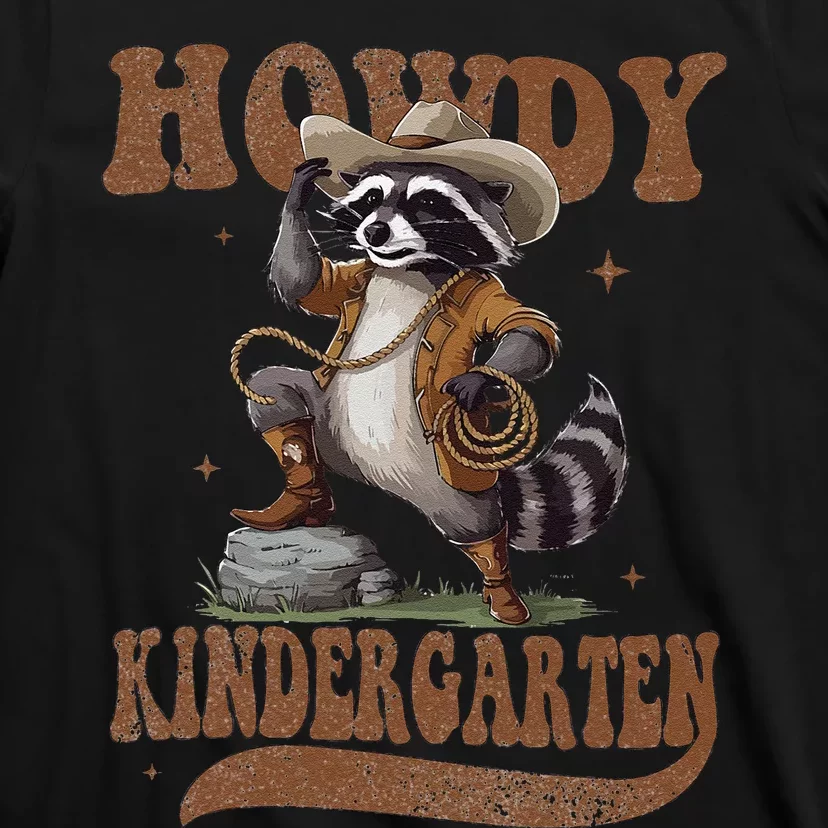 Howdy Kindergarten Raccoon Cowboy Western Back To School Gift T-Shirt