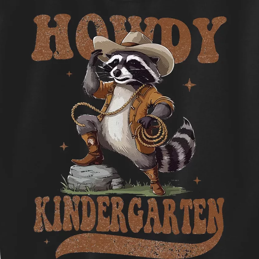 Howdy Kindergarten Raccoon Cowboy Western Back To School Gift Kids Sweatshirt