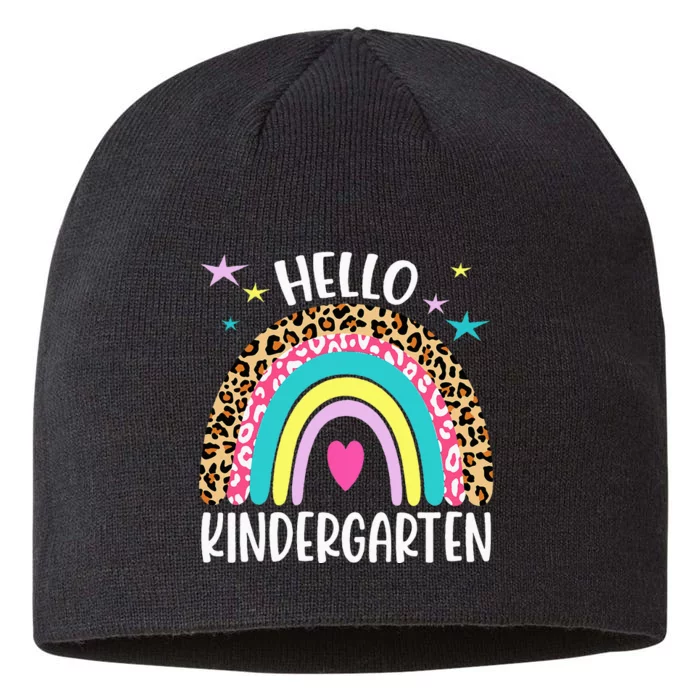 Hello Kindergarten Rainbow Back To School Teacher Student 8 1/2in Sustainable Knit Beanie