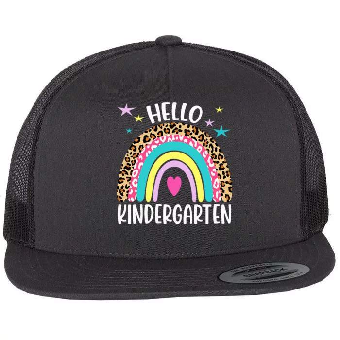 Hello Kindergarten Rainbow Back To School Teacher Student Flat Bill Trucker Hat