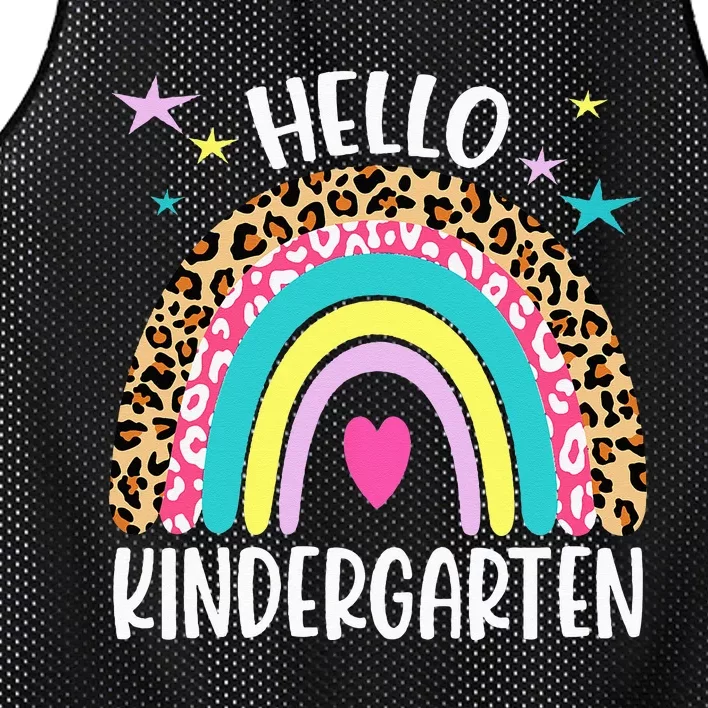 Hello Kindergarten Rainbow Back To School Teacher Student Mesh Reversible Basketball Jersey Tank