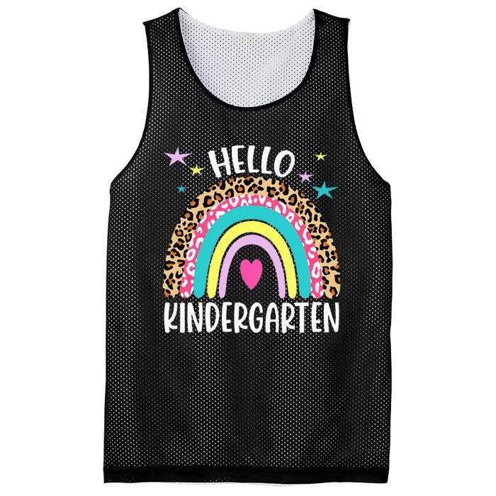 Hello Kindergarten Rainbow Back To School Teacher Student Mesh Reversible Basketball Jersey Tank