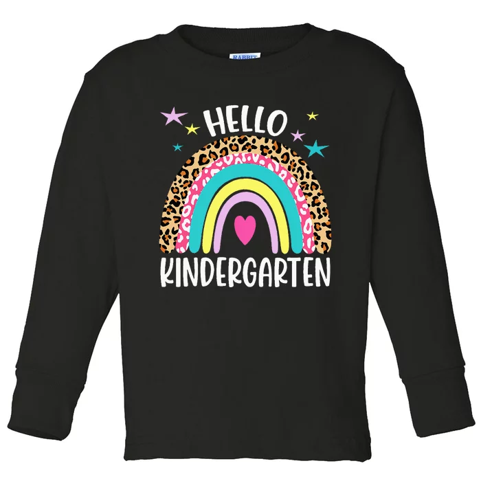 Hello Kindergarten Rainbow Back To School Teacher Student Toddler Long Sleeve Shirt