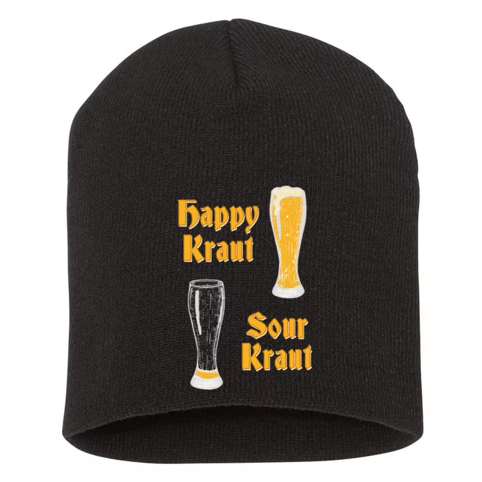 Happy Kraut Sour Kraut Funny Oktoberfest with Empty Pint Short Acrylic Beanie