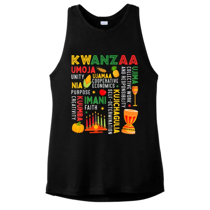 Happy Kwanzaa Seven Principles Of Kwanzaa Ladies Tri-Blend Wicking Tank