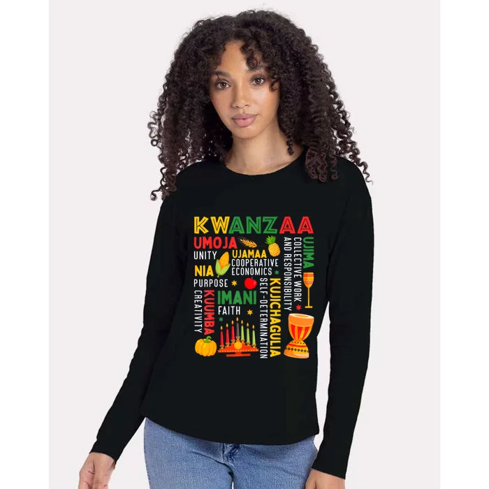 Happy Kwanzaa Seven Principles Of Kwanzaa Womens Cotton Relaxed Long Sleeve T-Shirt