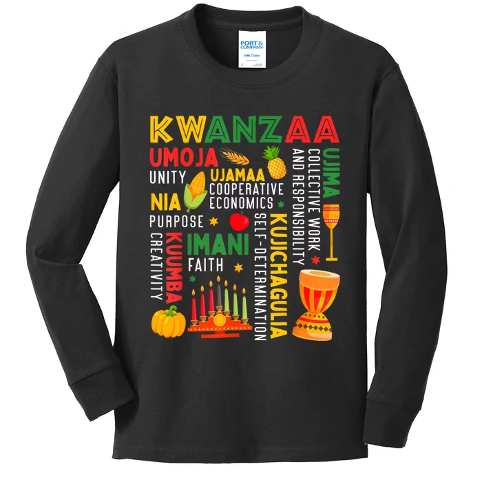 Happy Kwanzaa Seven Principles Of Kwanzaa Kids Long Sleeve Shirt