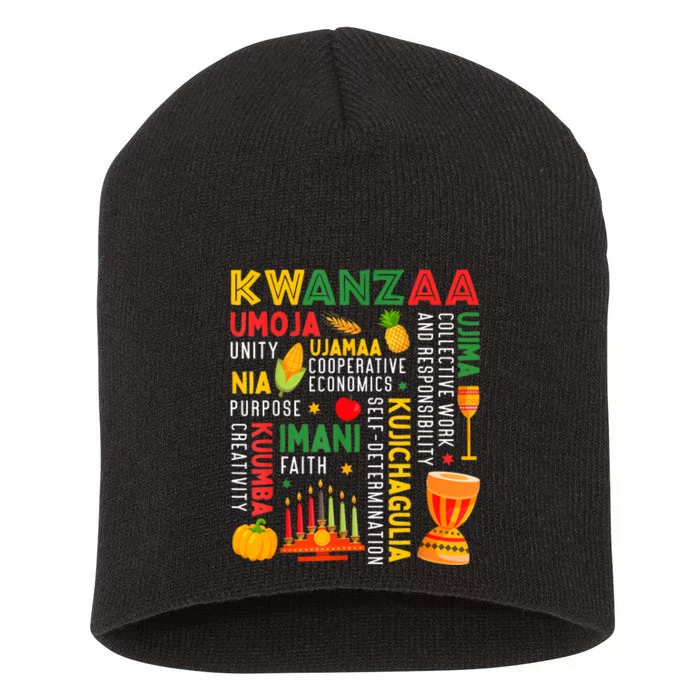 Happy Kwanzaa Seven Principles Of Kwanzaa Short Acrylic Beanie