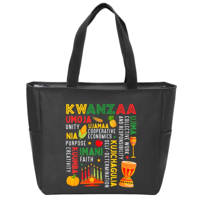 Happy Kwanzaa Seven Principles Of Kwanzaa Zip Tote Bag