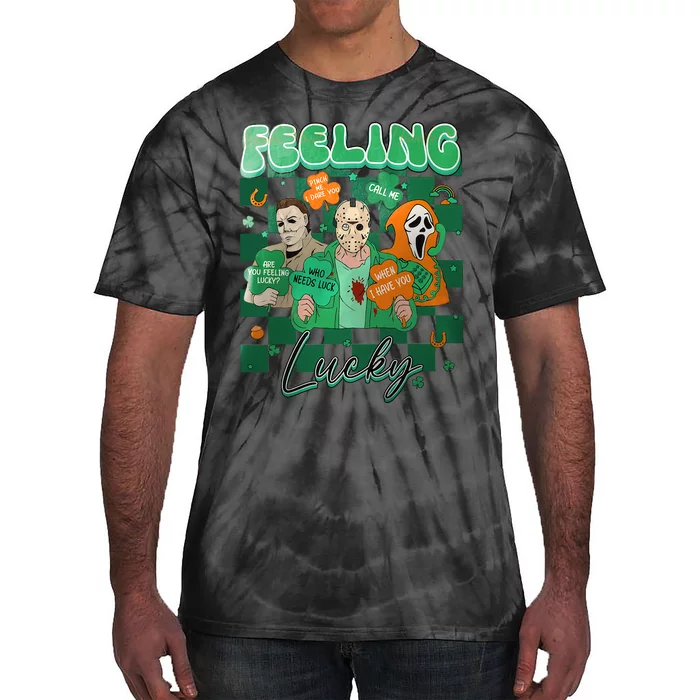 Horror Killer St Patrick's Day Ghostface Scream Horror Patrick's Day Character Tie-Dye T-Shirt