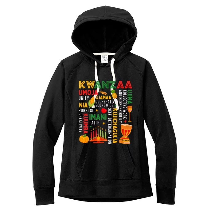 Happy Kwanzaa Seven Principles Of Kwanzaa Women's Fleece Hoodie