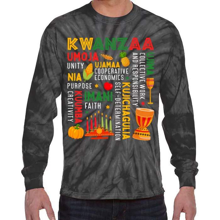 Happy Kwanzaa Seven Principles Of Kwanzaa Tie-Dye Long Sleeve Shirt