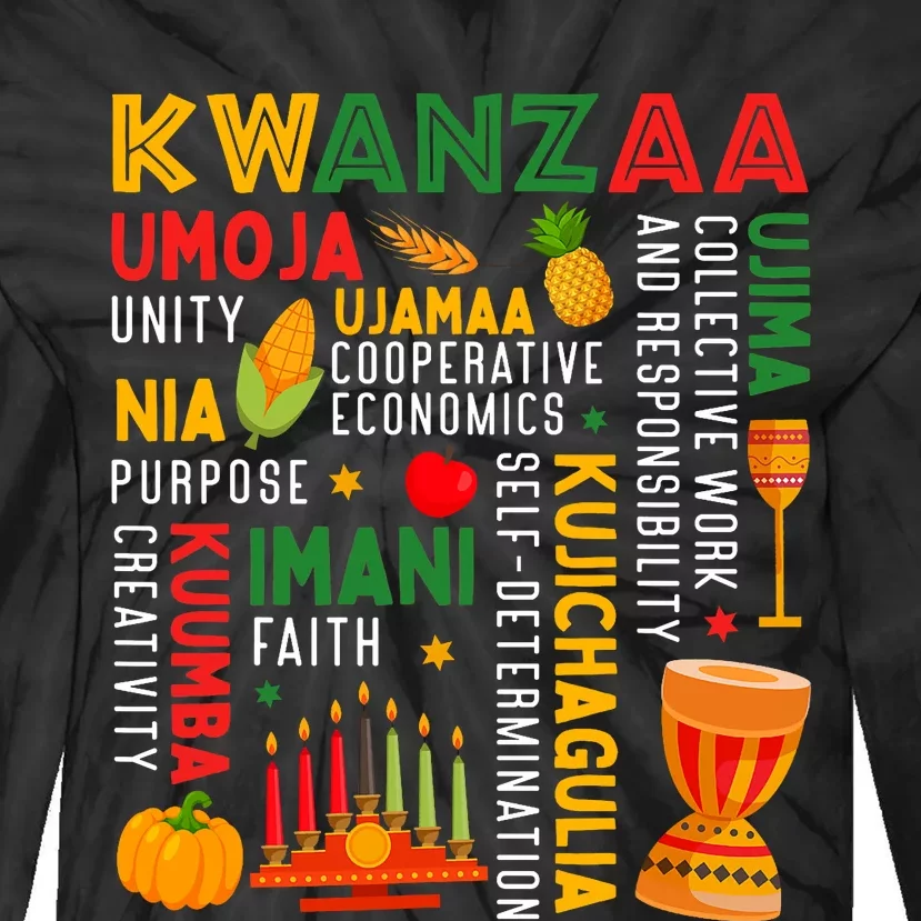 Happy Kwanzaa Seven Principles Of Kwanzaa Tie-Dye Long Sleeve Shirt