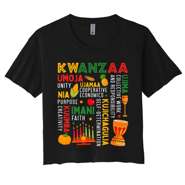 Happy Kwanzaa Seven Principles Of Kwanzaa Women's Crop Top Tee