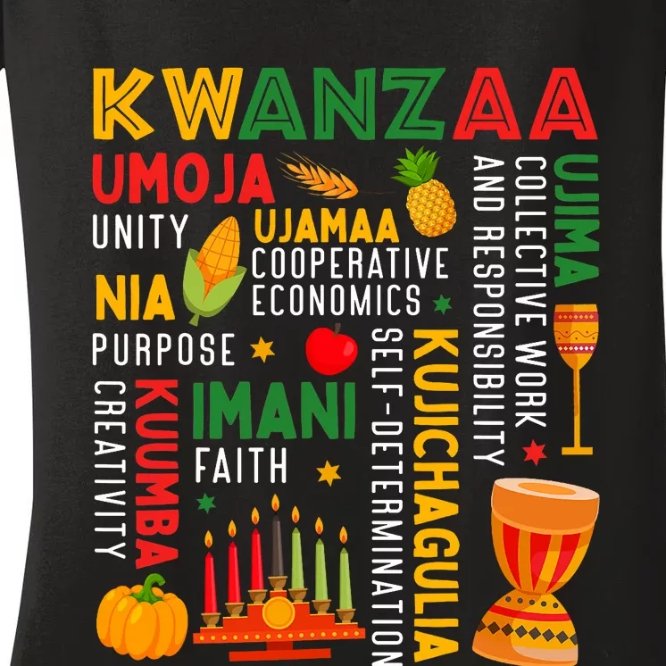 Happy Kwanzaa Seven Principles Of Kwanzaa Women's V-Neck T-Shirt