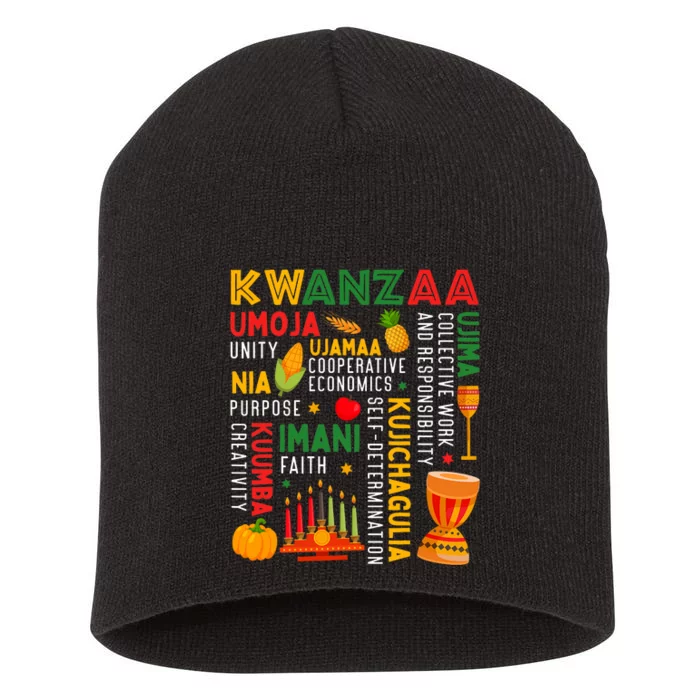 Happy Kwanzaa Seven Principles Of Kwanzaa Short Acrylic Beanie