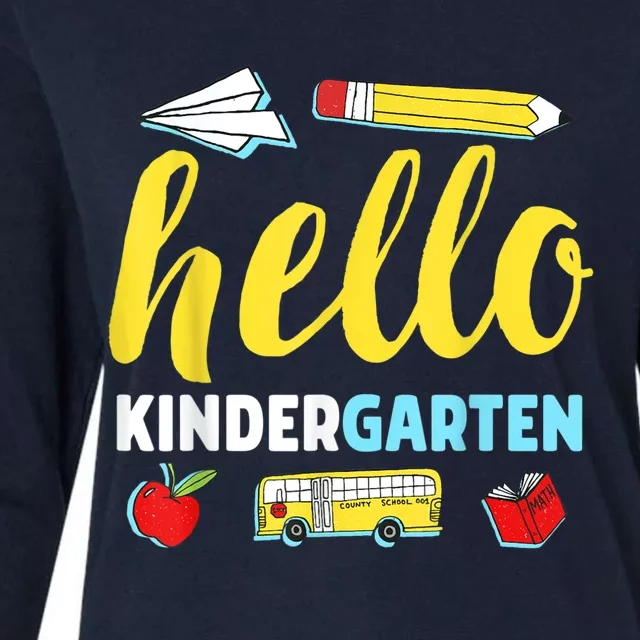 Hello Kindergarten Teacher First Day Back To School Womens Cotton Relaxed Long Sleeve T-Shirt