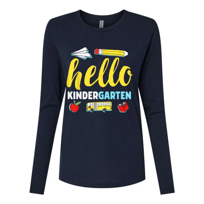 Hello Kindergarten Teacher First Day Back To School Womens Cotton Relaxed Long Sleeve T-Shirt