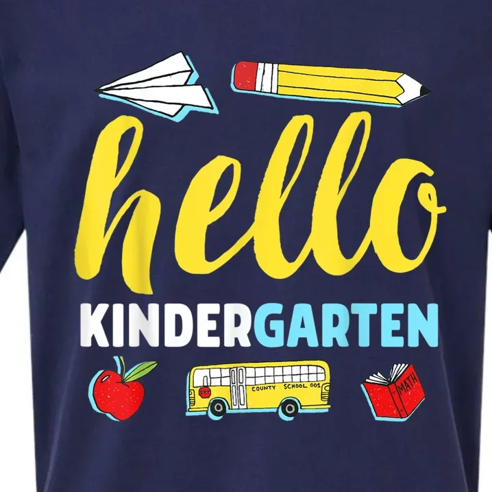 Hello Kindergarten Teacher First Day Back To School Sueded Cloud Jersey T-Shirt