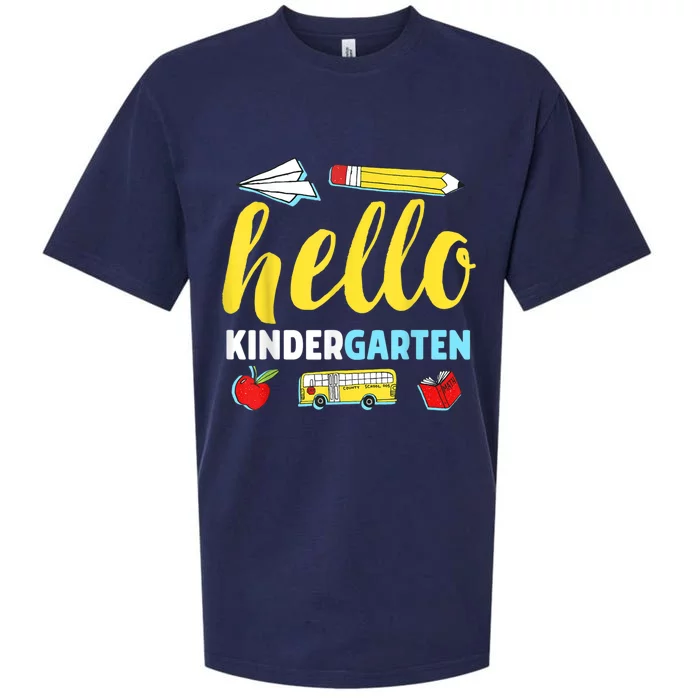 Hello Kindergarten Teacher First Day Back To School Sueded Cloud Jersey T-Shirt