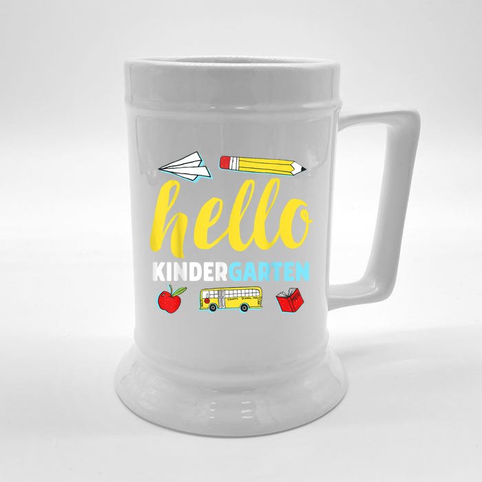 Hello Kindergarten Teacher First Day Back To School Front & Back Beer Stein