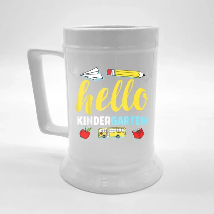 Hello Kindergarten Teacher First Day Back To School Front & Back Beer Stein