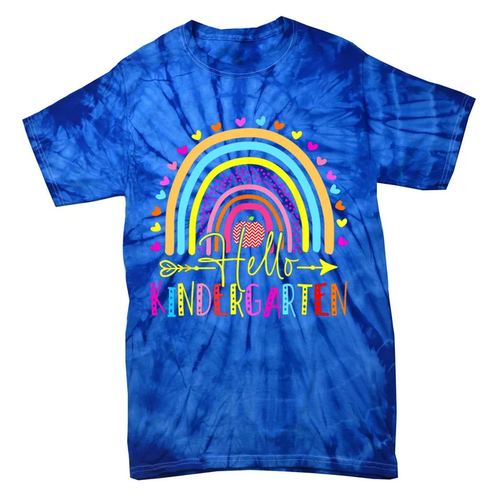 Hello Kindergarten Team Kinder Grade Back To School Rainbow Gift Tie-Dye T-Shirt