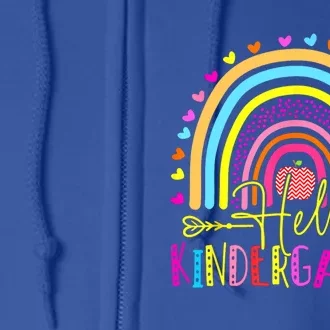 Hello Kindergarten Team Kinder Grade Back To School Rainbow Gift Full Zip Hoodie