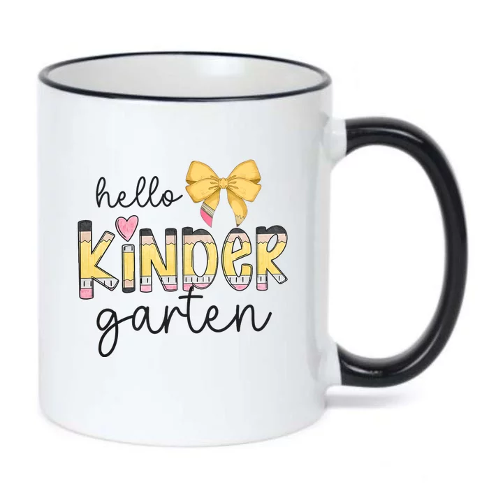 Hello Kindergarten Teacher Squad Coquette Bow Pencil School Black Color Changing Mug