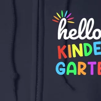 Hello Kindergarten Team Kinder Back To School Teacher Full Zip Hoodie