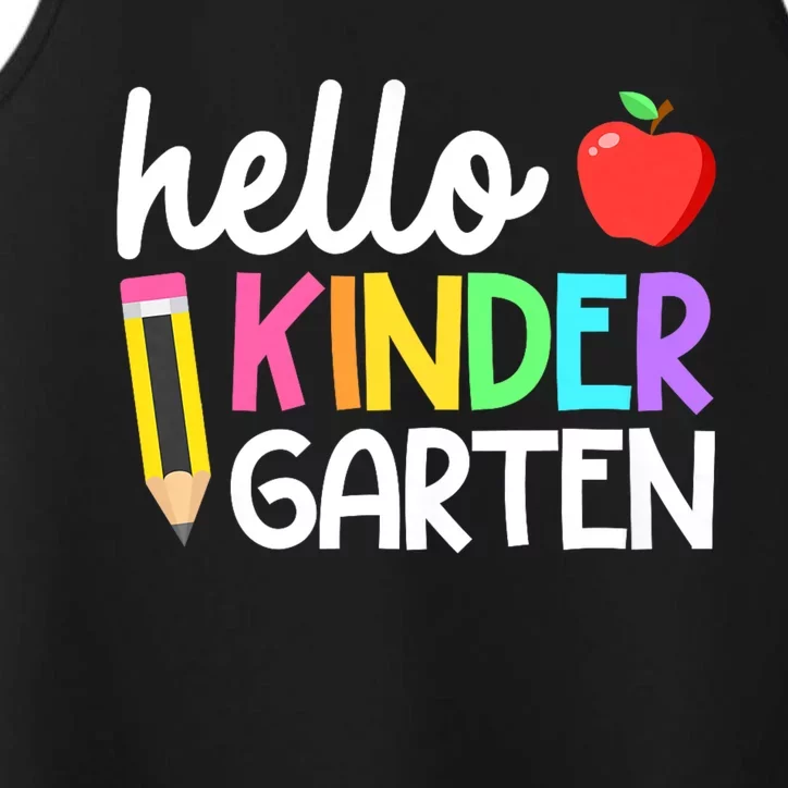 Hello Kindergarten Team Kinder Back To School Teacher Performance Tank