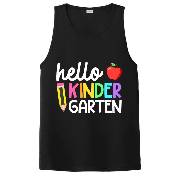 Hello Kindergarten Team Kinder Back To School Teacher Performance Tank