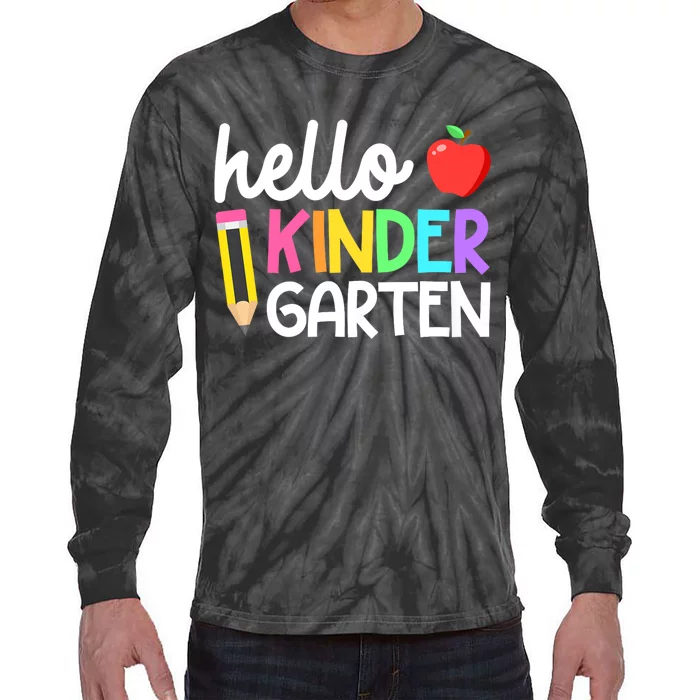 Hello Kindergarten Team Kinder Back To School Teacher Tie-Dye Long Sleeve Shirt