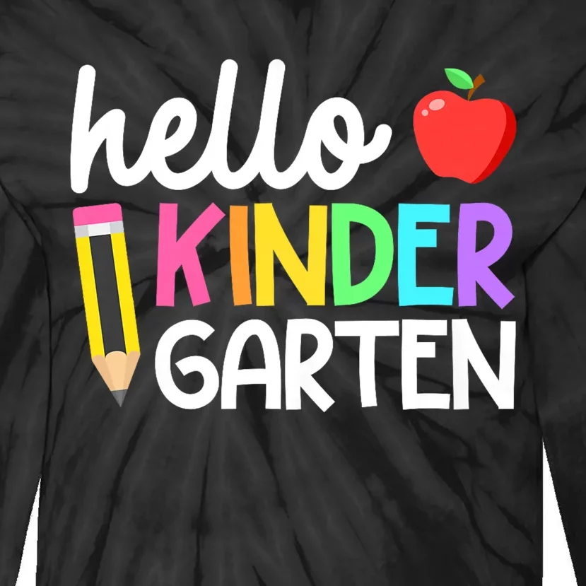 Hello Kindergarten Team Kinder Back To School Teacher Tie-Dye Long Sleeve Shirt