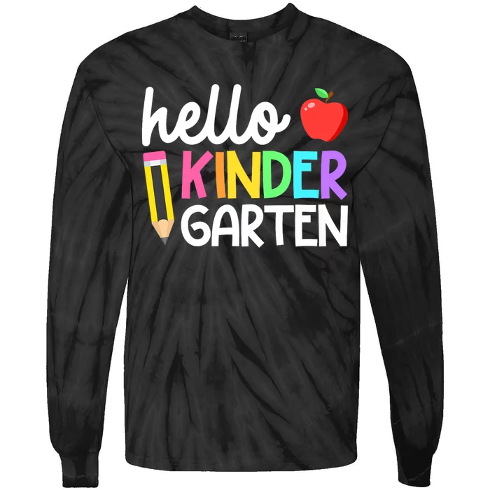 Hello Kindergarten Team Kinder Back To School Teacher Tie-Dye Long Sleeve Shirt