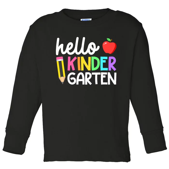 Hello Kindergarten Team Kinder Back To School Teacher Toddler Long Sleeve Shirt