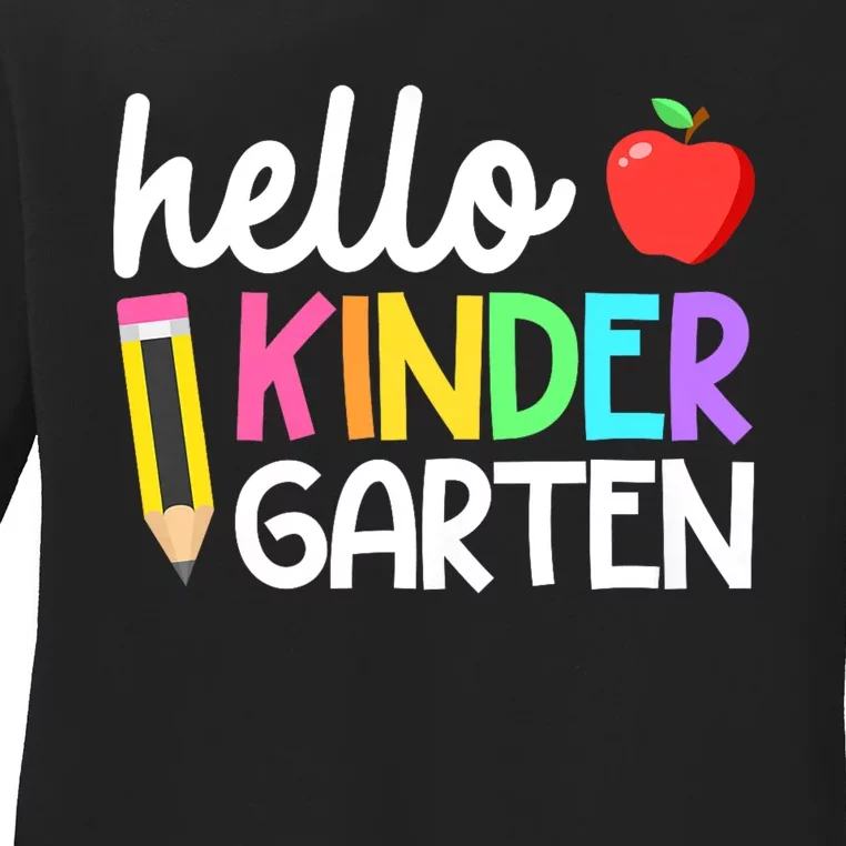 Hello Kindergarten Team Kinder Back To School Teacher Ladies Long Sleeve Shirt