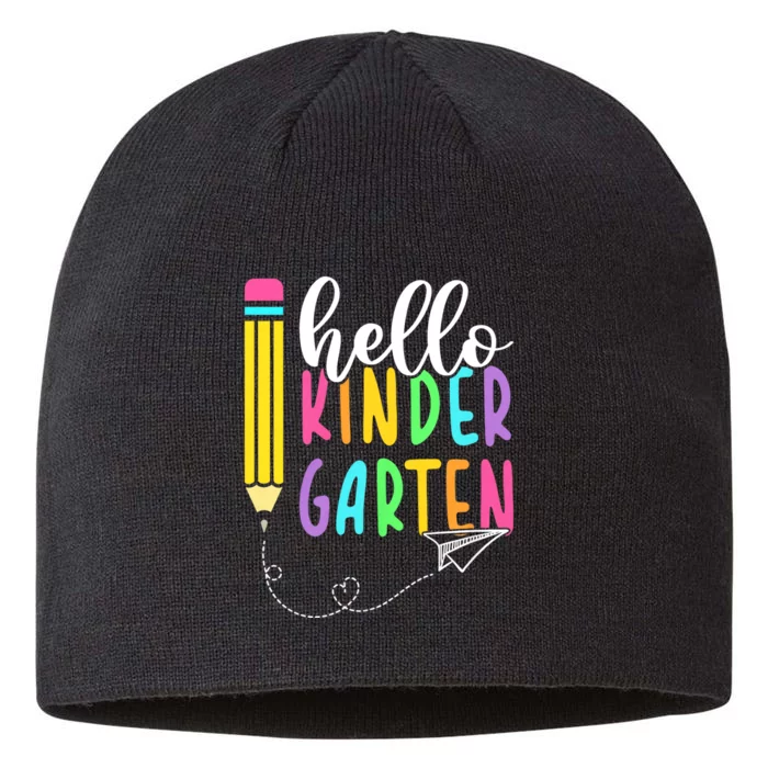 Hello Kindergarten Team Kinder Back To School Teacher 8 1/2in Sustainable Knit Beanie