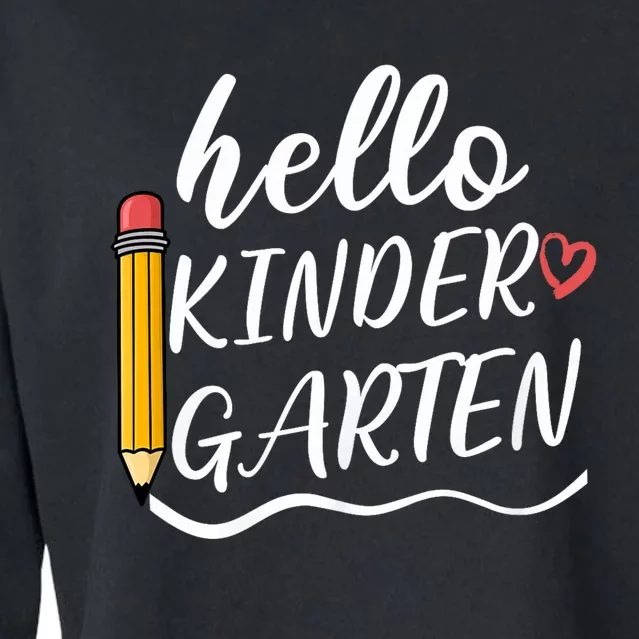 Hello Kindergarten Team Kinder Back To School Teacher Cropped Pullover Crew