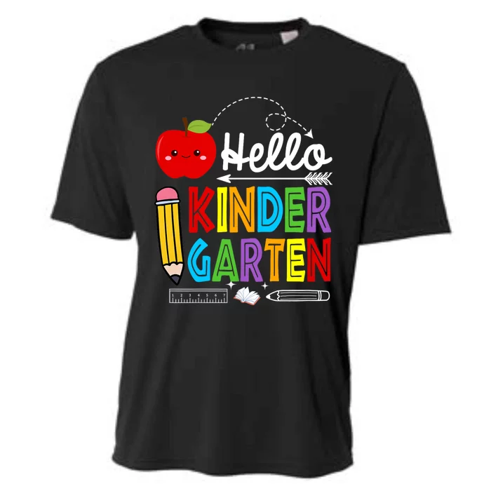 Hello Kindergarten Team Kinder Back To School Teacher Cooling Performance Crew T-Shirt