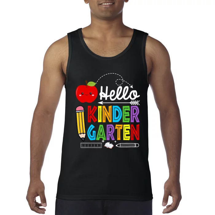 Hello Kindergarten Team Kinder Back To School Teacher Tank Top