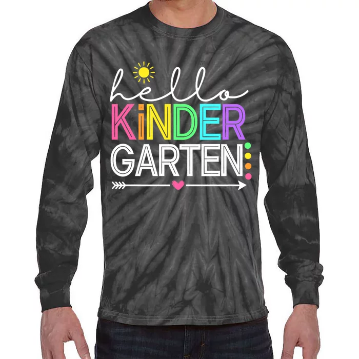 Hello Kindergarten Team Kinder Back To School Teacher Tie-Dye Long Sleeve Shirt