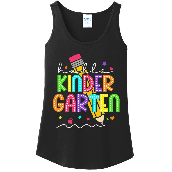 Hello Kindergarten Team Kinder Back To School Teacher Ladies Essential Tank