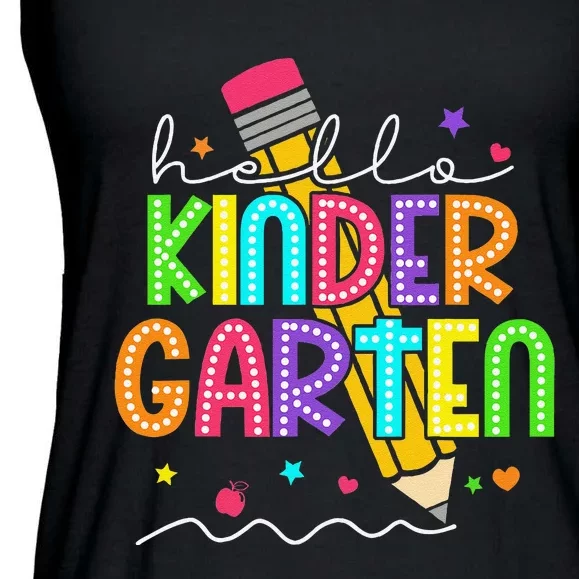 Hello Kindergarten Team Kinder Back To School Teacher Ladies Essential Flowy Tank