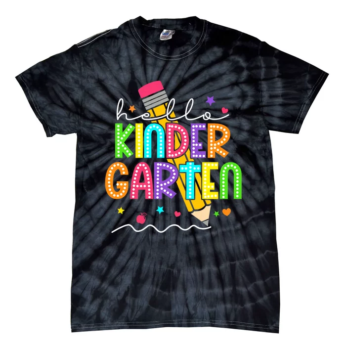 Hello Kindergarten Team Kinder Back To School Teacher Tie-Dye T-Shirt