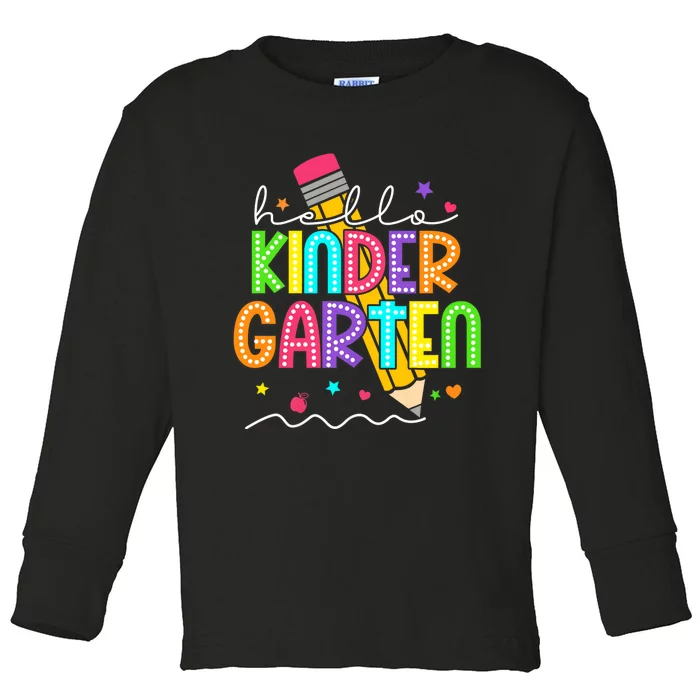 Hello Kindergarten Team Kinder Back To School Teacher Toddler Long Sleeve Shirt