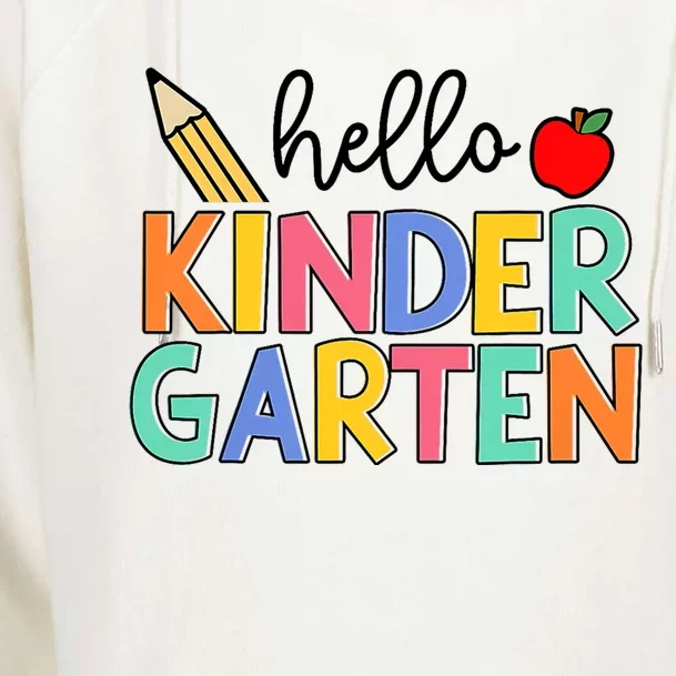 Hello Kindergarten Team Kinder Back To School Teacher Womens Funnel Neck Pullover Hood